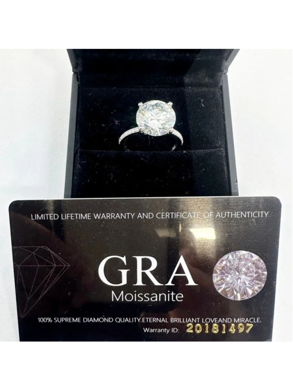 Moissanite Diamond Ring 5 Ct Engagement Wedding Round Cut Solitaire GRA